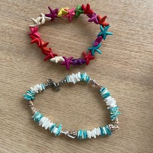 Beach bracelets starfish and conch-shells